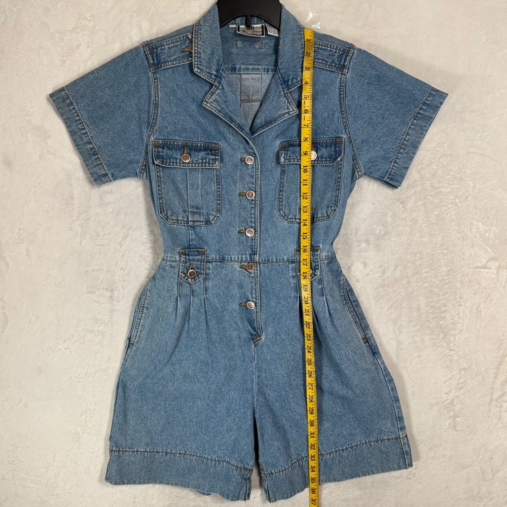 Vintage Bill Blass Denim Romper Jean Jumpsuit Medium P Utility Safari Nautical - Picture 7 of 15